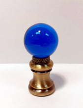 Load image into Gallery viewer, GLASS ORB-Lamp Finials in 12 Colors-Antique Brass Base, Dual Thread (1-Pc.)