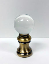 Load image into Gallery viewer, GLASS ORB-Lamp Finials in 12 Colors-Antique Brass Base, Dual Thread (1-Pc.)