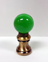 Load image into Gallery viewer, GLASS ORB-Lamp Finials in 12 Colors-Antique Brass Base, Dual Thread (1-Pc.)