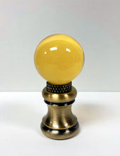 Load image into Gallery viewer, GLASS ORB-Lamp Finials in 12 Colors-Antique Brass Base, Dual Thread (1-Pc.)