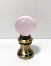 Load image into Gallery viewer, GLASS ORB-Lamp Finials in 12 Colors-Antique Brass Base, Dual Thread (1-Pc.)