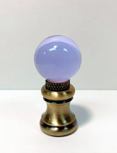 Load image into Gallery viewer, GLASS ORB-Lamp Finials in 12 Colors-Antique Brass Base, Dual Thread (1-Pc.)