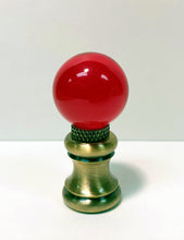 Load image into Gallery viewer, GLASS ORB-Lamp Finials in 12 Colors-Antique Brass Base, Dual Thread (1-Pc.)