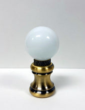 Load image into Gallery viewer, GLASS ORB-Lamp Finials in 12 Colors-Antique Brass Base, Dual Thread (1-Pc.)