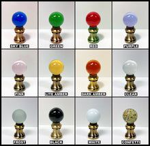Load image into Gallery viewer, GLASS ORB-Lamp Finials in 12 Colors-Antique Brass Base, Dual Thread (1-Pc.)