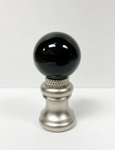 Load image into Gallery viewer, GLASS ORB-Lamp Finials in 12 Colors-Satin Nickel Base, Dual Thread (1-Pc.)