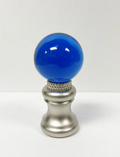 Load image into Gallery viewer, GLASS ORB-Lamp Finials in 12 Colors-Satin Nickel Base, Dual Thread (1-Pc.)
