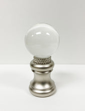 Load image into Gallery viewer, GLASS ORB-Lamp Finials in 12 Colors-Satin Nickel Base, Dual Thread (1-Pc.)