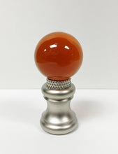 Load image into Gallery viewer, GLASS ORB-Lamp Finials in 12 Colors-Satin Nickel Base, Dual Thread (1-Pc.)