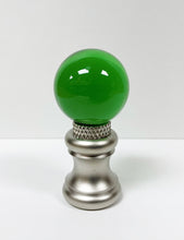 Load image into Gallery viewer, GLASS ORB-Lamp Finials in 12 Colors-Satin Nickel Base, Dual Thread (1-Pc.)