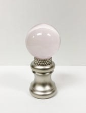 Load image into Gallery viewer, GLASS ORB-Lamp Finials in 12 Colors-Satin Nickel Base, Dual Thread (1-Pc.)
