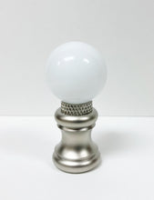 Load image into Gallery viewer, GLASS ORB-Lamp Finials in 12 Colors-Satin Nickel Base, Dual Thread (1-Pc.)