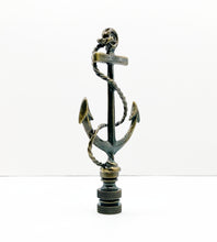 Load image into Gallery viewer, ANCHOR & ROPE Lamp Finial-Aged Brass Finish, Highly detailed metal casting