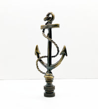 Load image into Gallery viewer, ANCHOR & ROPE Lamp Finial-Aged Brass Finish, Highly detailed metal casting