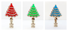 Load image into Gallery viewer, Holiday/Christmas Lamp Finial-CHRISTMAS TREE w/Rhinestones-Gold Finish-Available in Red, Green or Blue (1-Pc.)