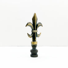 Load image into Gallery viewer, FLEUR DE LIS Lamp Finial-Aged Brass Finish, Highly detailed metal casting