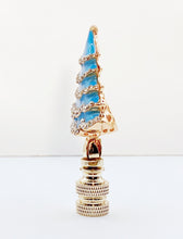 Load image into Gallery viewer, Holiday/Christmas Lamp Finial-CHRISTMAS TREE w/Rhinestones-Gold Finish-Available in Red, Green or Blue (1-Pc.)