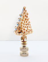 Load image into Gallery viewer, Holiday/Christmas Lamp Finial-CHRISTMAS TREE w/Rhinestones-Gold Finish-Available in Red, Green or Blue (1-Pc.)