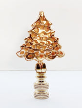 Load image into Gallery viewer, Holiday/Christmas Lamp Finial-CHRISTMAS TREE w/Rhinestones-Gold Finish-Available in Red, Green or Blue (1-Pc.)