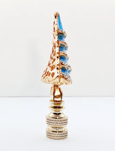 Load image into Gallery viewer, Holiday/Christmas Lamp Finial-CHRISTMAS TREE w/Rhinestones-Gold Finish-Available in Red, Green or Blue (1-Pc.)