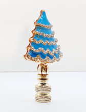 Load image into Gallery viewer, Holiday/Christmas Lamp Finial-CHRISTMAS TREE w/Rhinestones-Gold Finish-Available in Red, Green or Blue (1-Pc.)