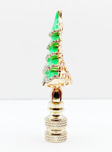 Load image into Gallery viewer, Holiday/Christmas Lamp Finial-CHRISTMAS TREE w/Rhinestones-Gold Finish-Available in Red, Green or Blue (1-Pc.)