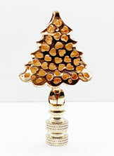 Load image into Gallery viewer, Holiday/Christmas Lamp Finial-CHRISTMAS TREE w/Rhinestones-Gold Finish-Available in Red, Green or Blue (1-Pc.)