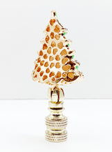 Load image into Gallery viewer, Holiday/Christmas Lamp Finial-CHRISTMAS TREE w/Rhinestones-Gold Finish-Available in Red, Green or Blue (1-Pc.)