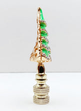 Load image into Gallery viewer, Holiday/Christmas Lamp Finial-CHRISTMAS TREE w/Rhinestones-Gold Finish-Available in Red, Green or Blue (1-Pc.)