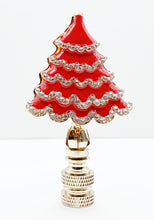 Load image into Gallery viewer, Holiday/Christmas Lamp Finial-CHRISTMAS TREE w/Rhinestones-Gold Finish-Available in Red, Green or Blue (1-Pc.)