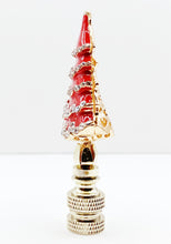 Load image into Gallery viewer, Holiday/Christmas Lamp Finial-CHRISTMAS TREE w/Rhinestones-Gold Finish-Available in Red, Green or Blue (1-Pc.)