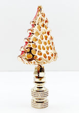 Load image into Gallery viewer, Holiday/Christmas Lamp Finial-CHRISTMAS TREE w/Rhinestones-Gold Finish-Available in Red, Green or Blue (1-Pc.)