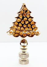Load image into Gallery viewer, Holiday/Christmas Lamp Finial-CHRISTMAS TREE w/Rhinestones-Gold Finish-Available in Red, Green or Blue (1-Pc.)