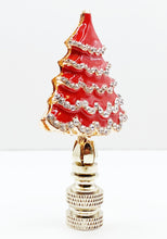 Load image into Gallery viewer, Holiday/Christmas Lamp Finial-CHRISTMAS TREE w/Rhinestones-Gold Finish-Available in Red, Green or Blue (1-Pc.)