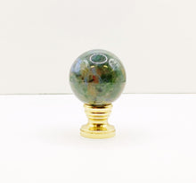 Load image into Gallery viewer, GREEN OCEAN JASPER Stone Lamp Finial with AB, PB or Chrome Base (1-PC.)
