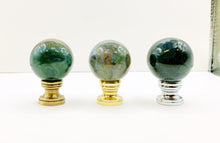 Load image into Gallery viewer, GREEN OCEAN JASPER Stone Lamp Finial with AB, PB or Chrome Base (1-PC.)