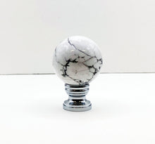Load image into Gallery viewer, HOWLITE Stone Lamp Finial with AB, PB or Chrome Base (1-PC.)