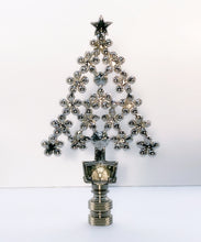 Load image into Gallery viewer, Holiday/Christmas Lamp Finial-Large CHRISTMAS TREE w/Rhinestones-Satin Nickel Base