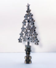 Load image into Gallery viewer, Holiday/Christmas Lamp Finial-Large CHRISTMAS TREE w/Rhinestones-Satin Nickel Base
