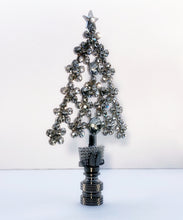 Load image into Gallery viewer, Holiday/Christmas Lamp Finial-Large CHRISTMAS TREE w/Rhinestones-Satin Nickel Base
