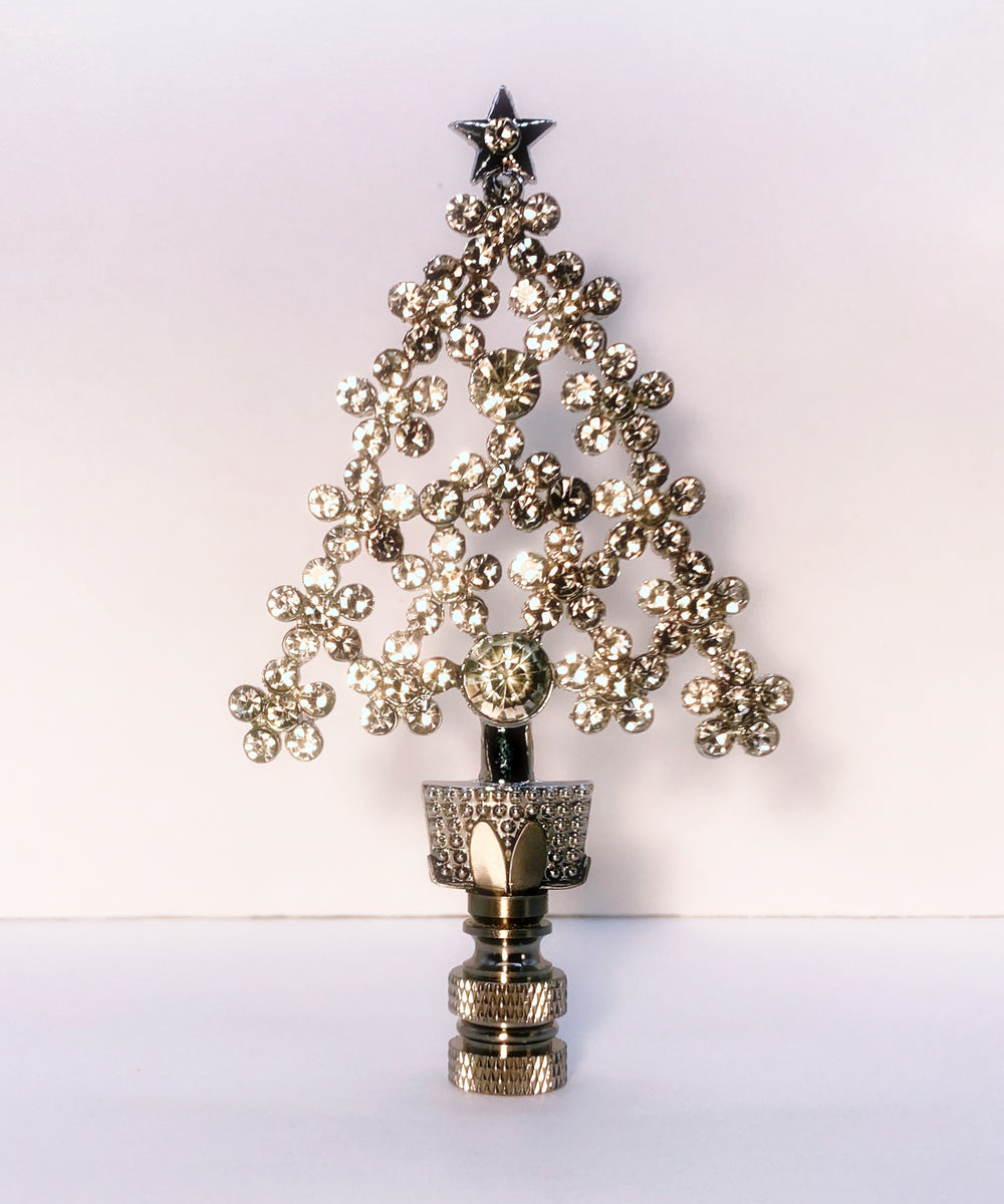 Holiday/Christmas Lamp FinialLarge CHRISTMAS TREE w/RhinestonesSatin