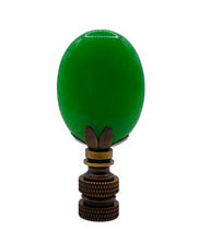 Load image into Gallery viewer, GREEN MALAYSIAN JADE Oval Stone Lamp Finial with AB,PB or SN Base (1-PC.)