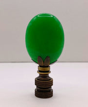 Load image into Gallery viewer, GREEN MALAYSIAN JADE Oval Stone Lamp Finial with AB,PB or SN Base (1-PC.)