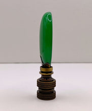 Load image into Gallery viewer, GREEN MALAYSIAN JADE Oval Stone Lamp Finial with AB,PB or SN Base (1-PC.)