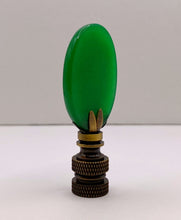 Load image into Gallery viewer, GREEN MALAYSIAN JADE Oval Stone Lamp Finial with AB,PB or SN Base (1-PC.)