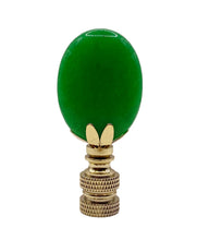 Load image into Gallery viewer, GREEN MALAYSIAN JADE Oval Stone Lamp Finial with AB,PB or SN Base (1-PC.)