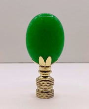 Load image into Gallery viewer, GREEN MALAYSIAN JADE Oval Stone Lamp Finial with AB,PB or SN Base (1-PC.)