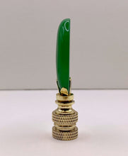 Load image into Gallery viewer, GREEN MALAYSIAN JADE Oval Stone Lamp Finial with AB,PB or SN Base (1-PC.)