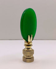 Load image into Gallery viewer, GREEN MALAYSIAN JADE Oval Stone Lamp Finial with AB,PB or SN Base (1-PC.)