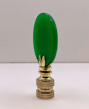Load image into Gallery viewer, GREEN MALAYSIAN JADE Oval Stone Lamp Finial with AB,PB or SN Base (1-PC.)